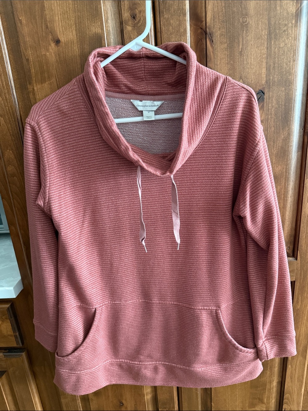 Christopher & Banks apricot/rust cowl pullover sweater
